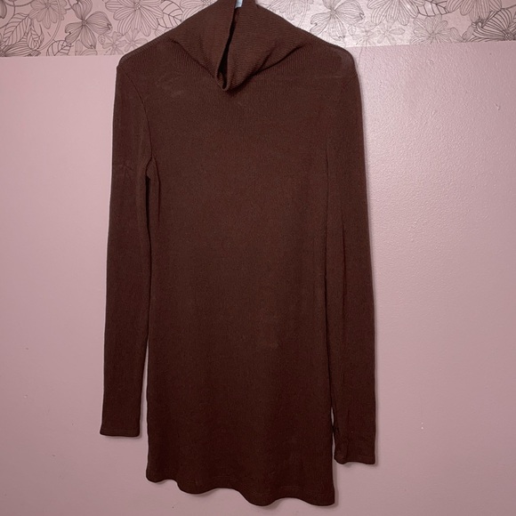 Enza Costa Dresses & Skirts - Revolve Enza Costa Knit Turtleneck Mini Dress in Coffee